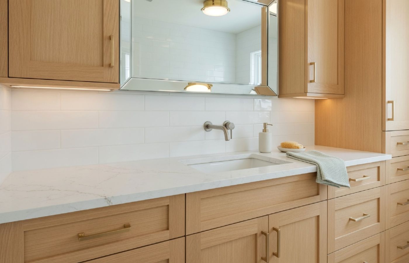 Bathroom vanity cabinets with stone top