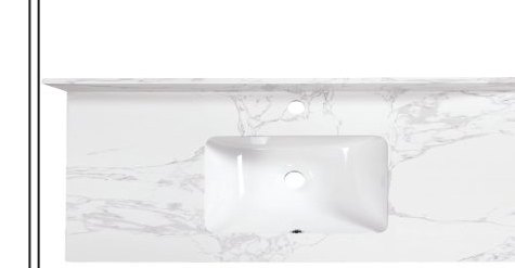 2T-18 double-sink quartz vanity top with backsplash