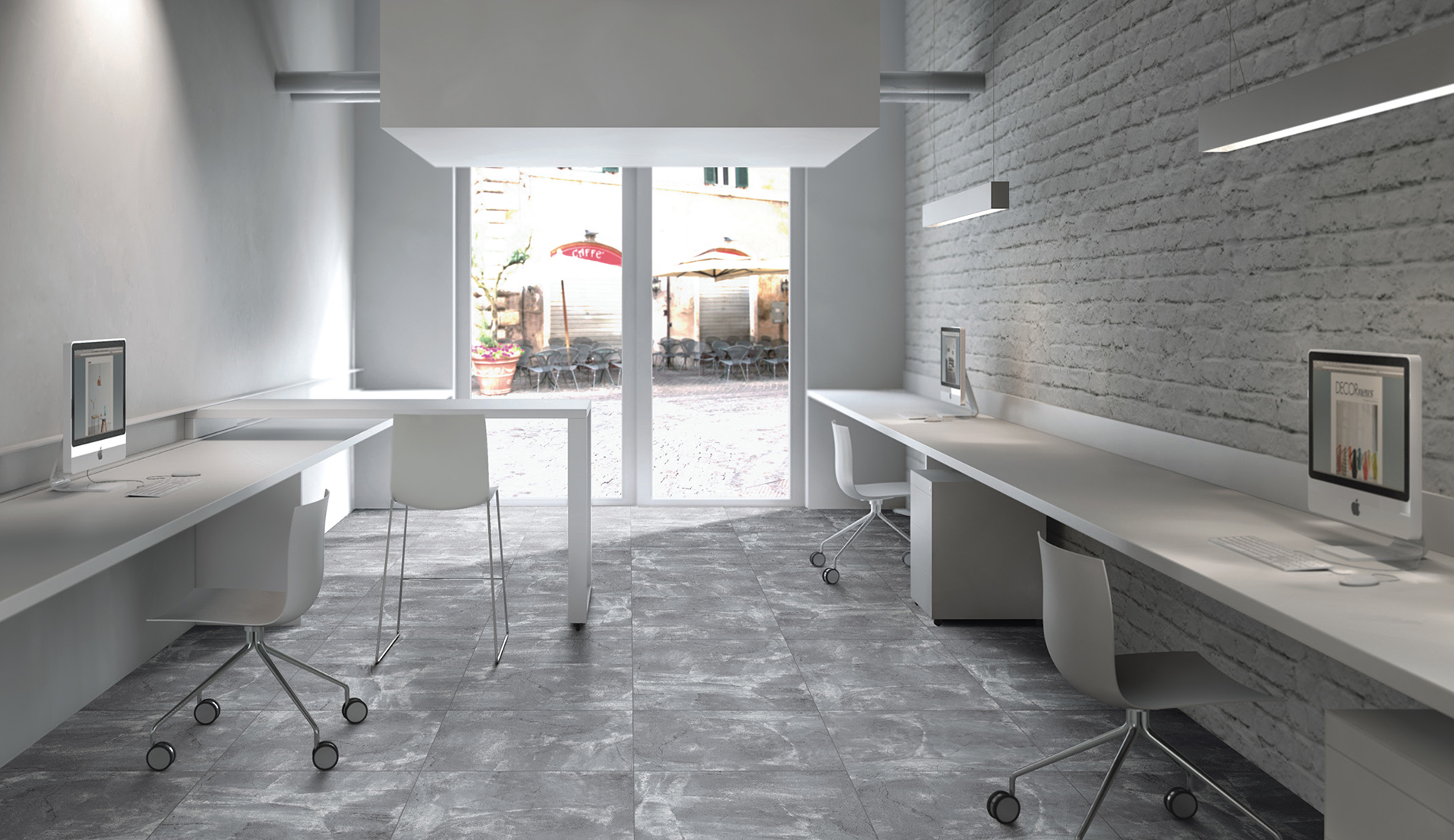 Commercial bar with stone top